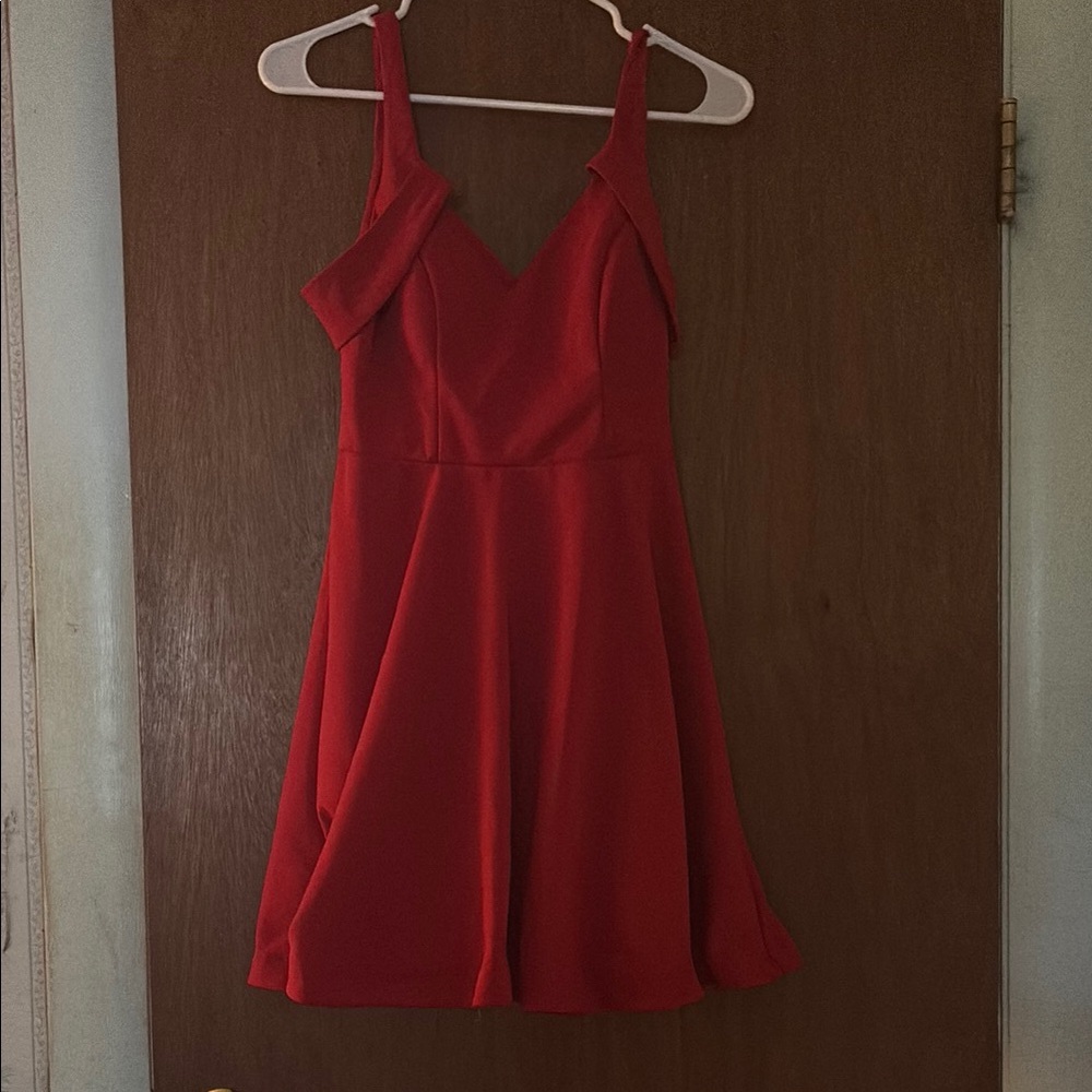 Sequin Hearts Red Sleeveless V-Neck Mini Dress
